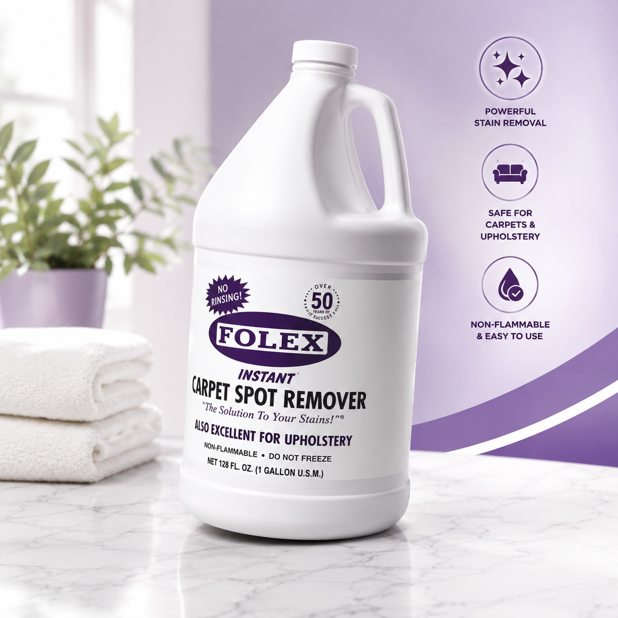 Folex Instant Carpet Spot Remover 1 Gallon Carpet & Upholstery Stain Cleaner