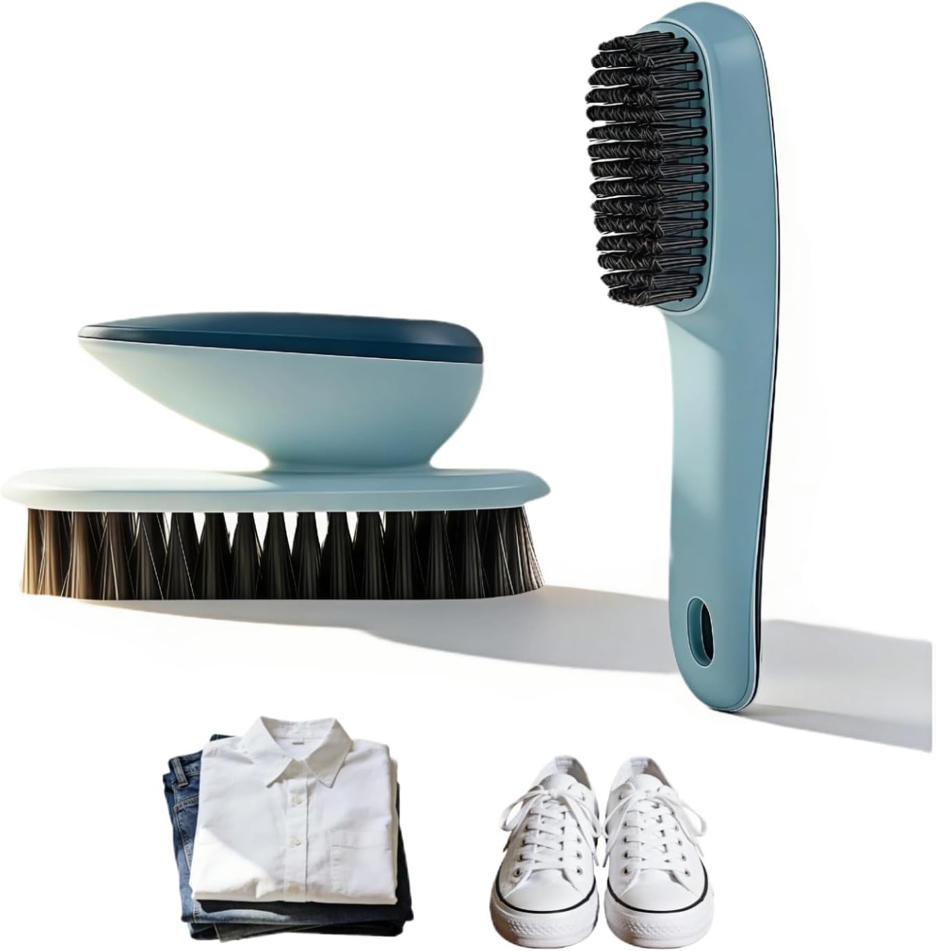 Ergonomic Shoe Clothing Brush Set 2 Piece Heavy Duty Stain Remover Non Slip Grip