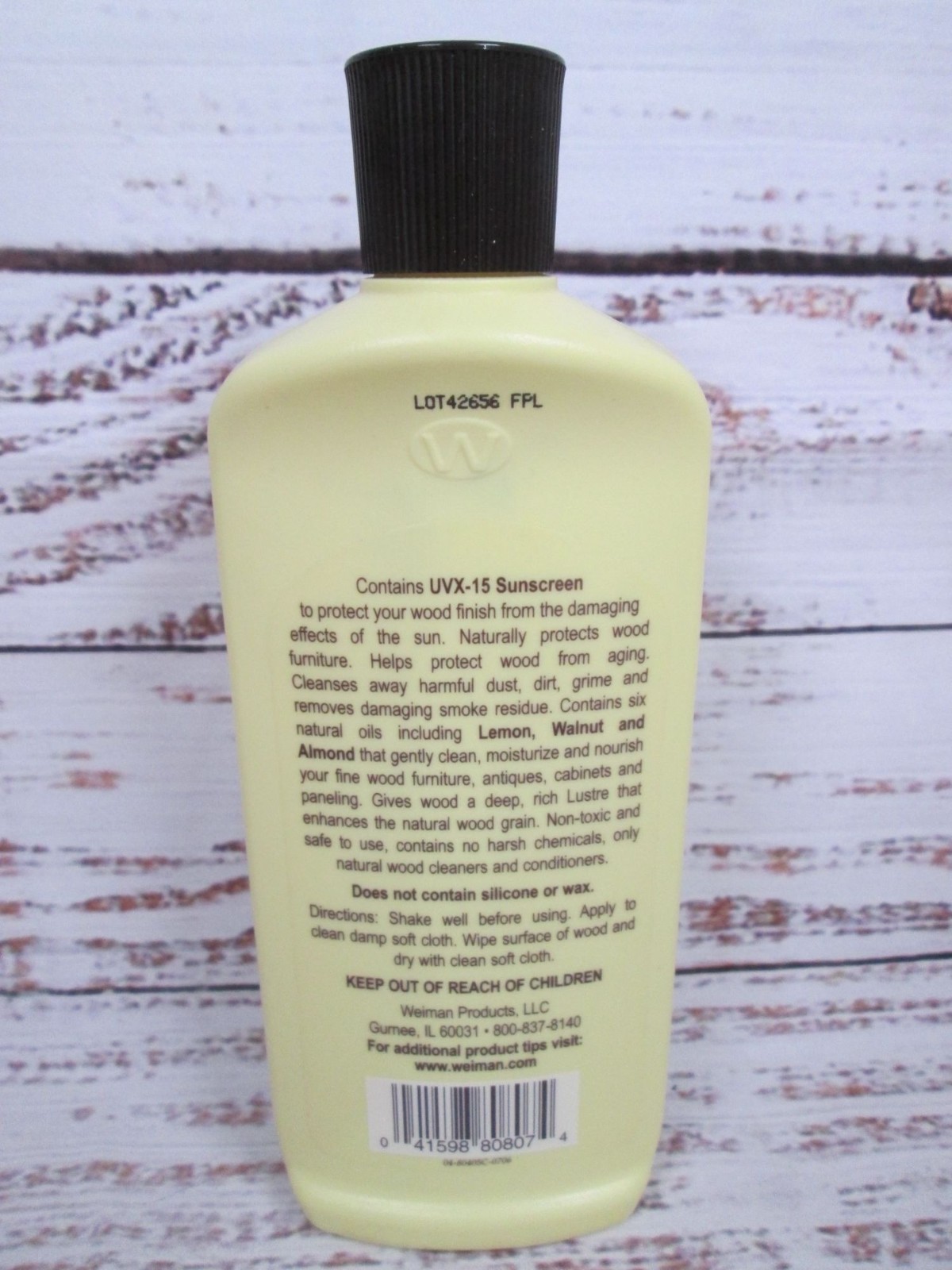 Weiman Wood Furniture Cream with Lemon Oil UVX 15 Sunscreen 2/3 Full 8 oz