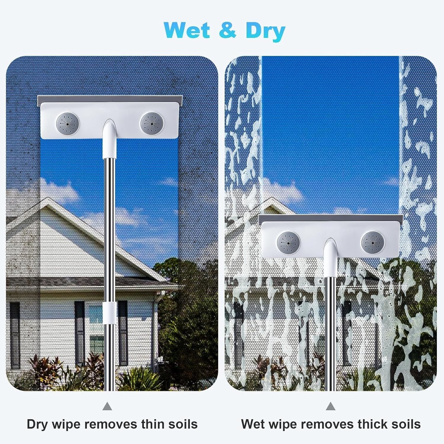 Mesh Screen Cleaner, Glass Wiper, Dust Paper Clip，3 in 1 Wet and Dry Screen