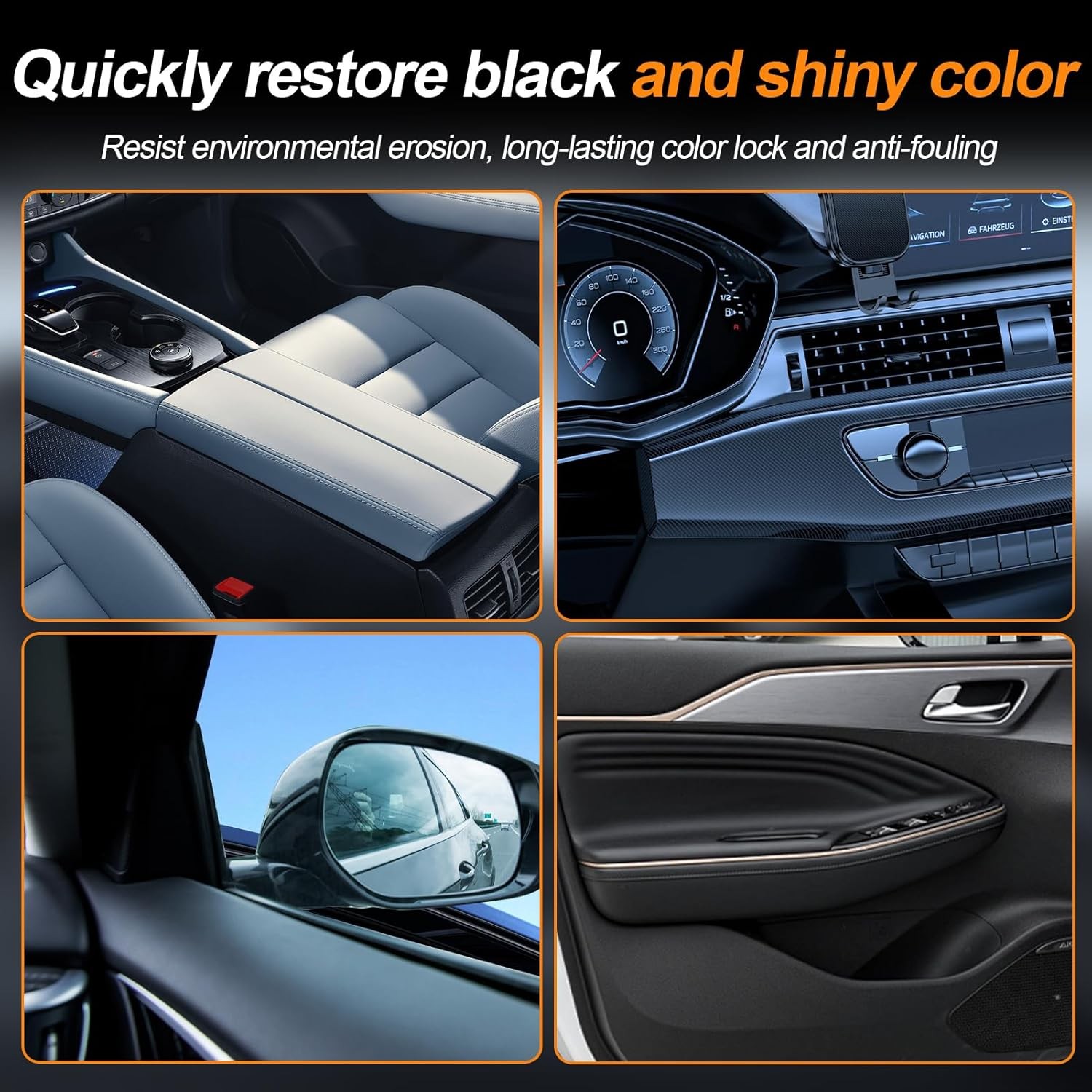 100ML Car Plastic Restorer Black, Black Trim Restorer Automotive with Sponge, Re