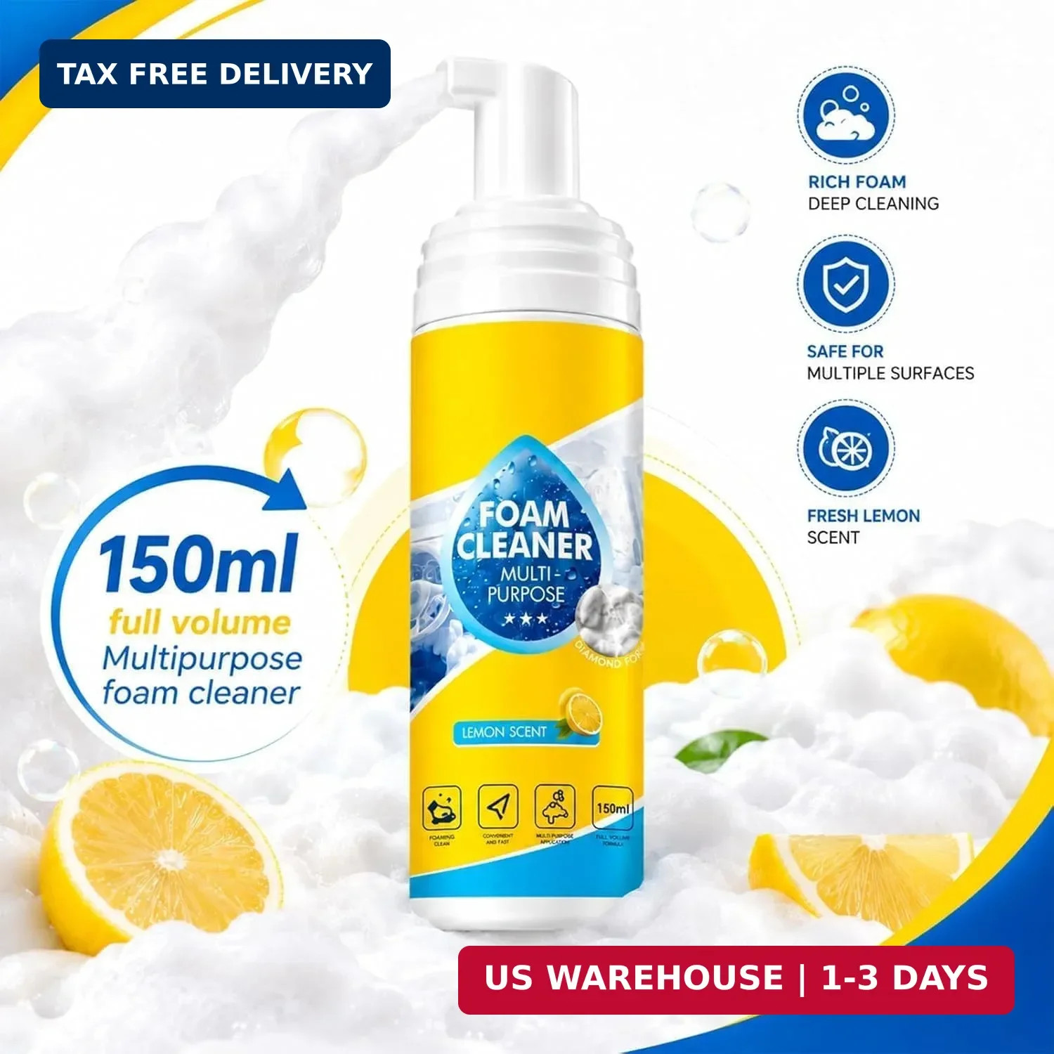 4-in-1 Multi-Enzyme Foam Cleaner Multi-Purpose Car Kitchen Sofa Stain Remover