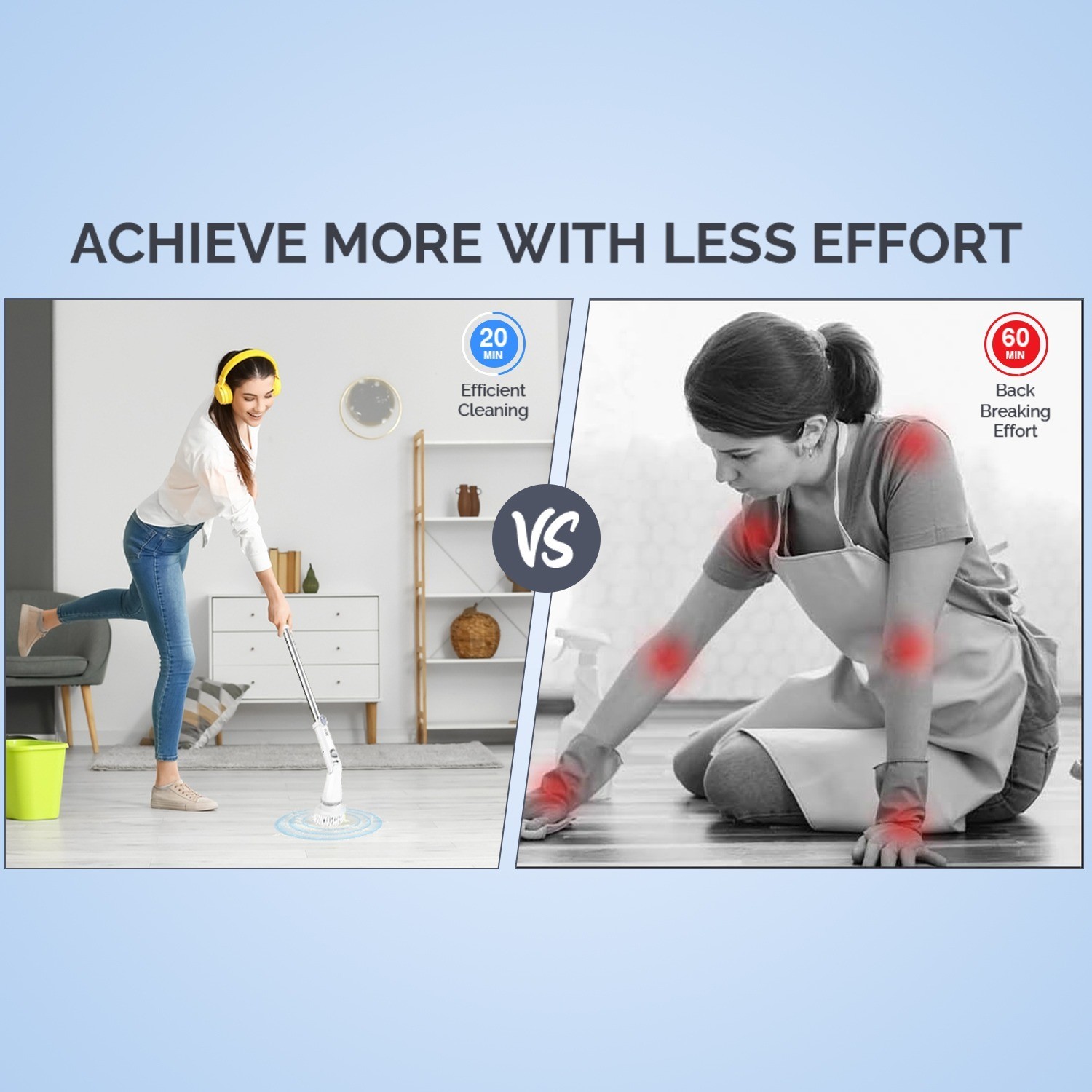 Cordless Floor Replaceable Shower Cleaning Brush Electric Spin Scrubber