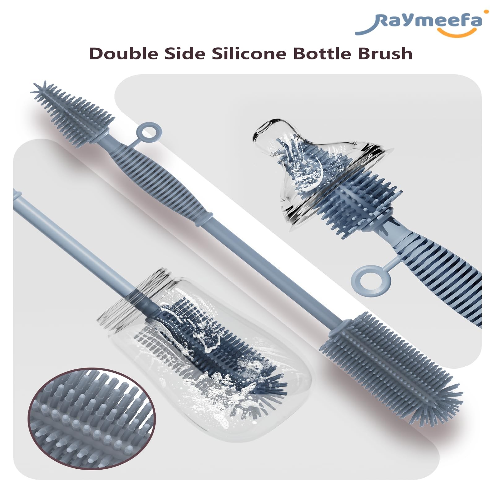 Silicone Bottle Brush,Double Sided with Sturdy Handle,Easy to Clean & Scratch…
