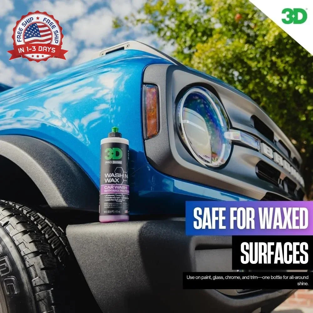 3D Wash N Wax Car Wash Soap – pH Balanced, Easy Rinse, Scratch Free Soap with Wa