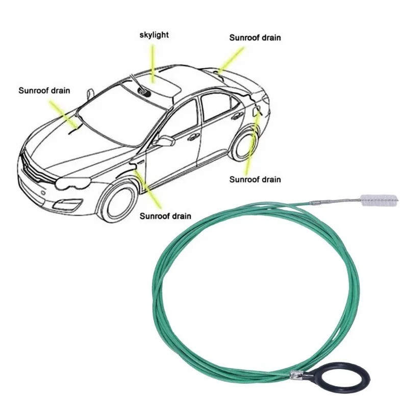 1pc 2m Car Sunroof Drain Hole Unclogger Cleaning Brush Flexible Tool – NEW