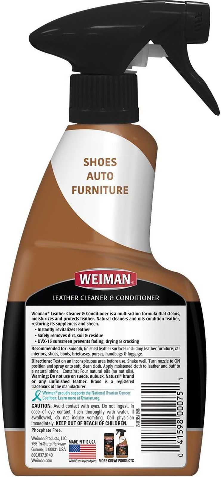 Weiman Leather Cleaner and Conditioner for Furniture – 12 Ounce – 2 Pack – Ultra