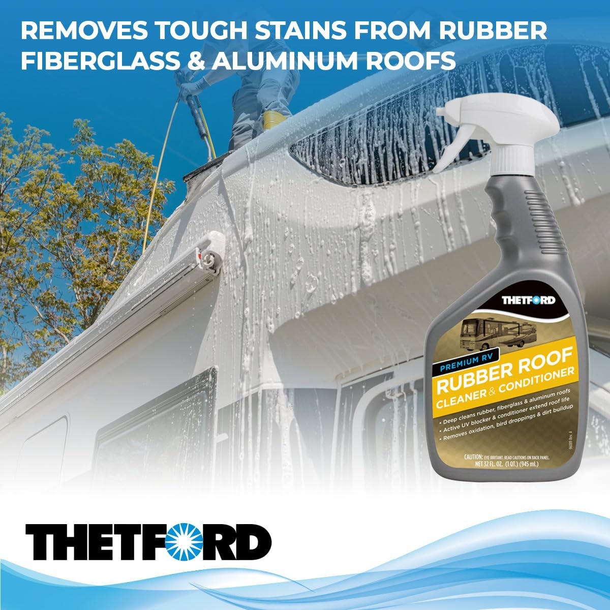 32512 Premium RV Rubber Roof Cleaner and Conditioner-32, 32 fl. oz