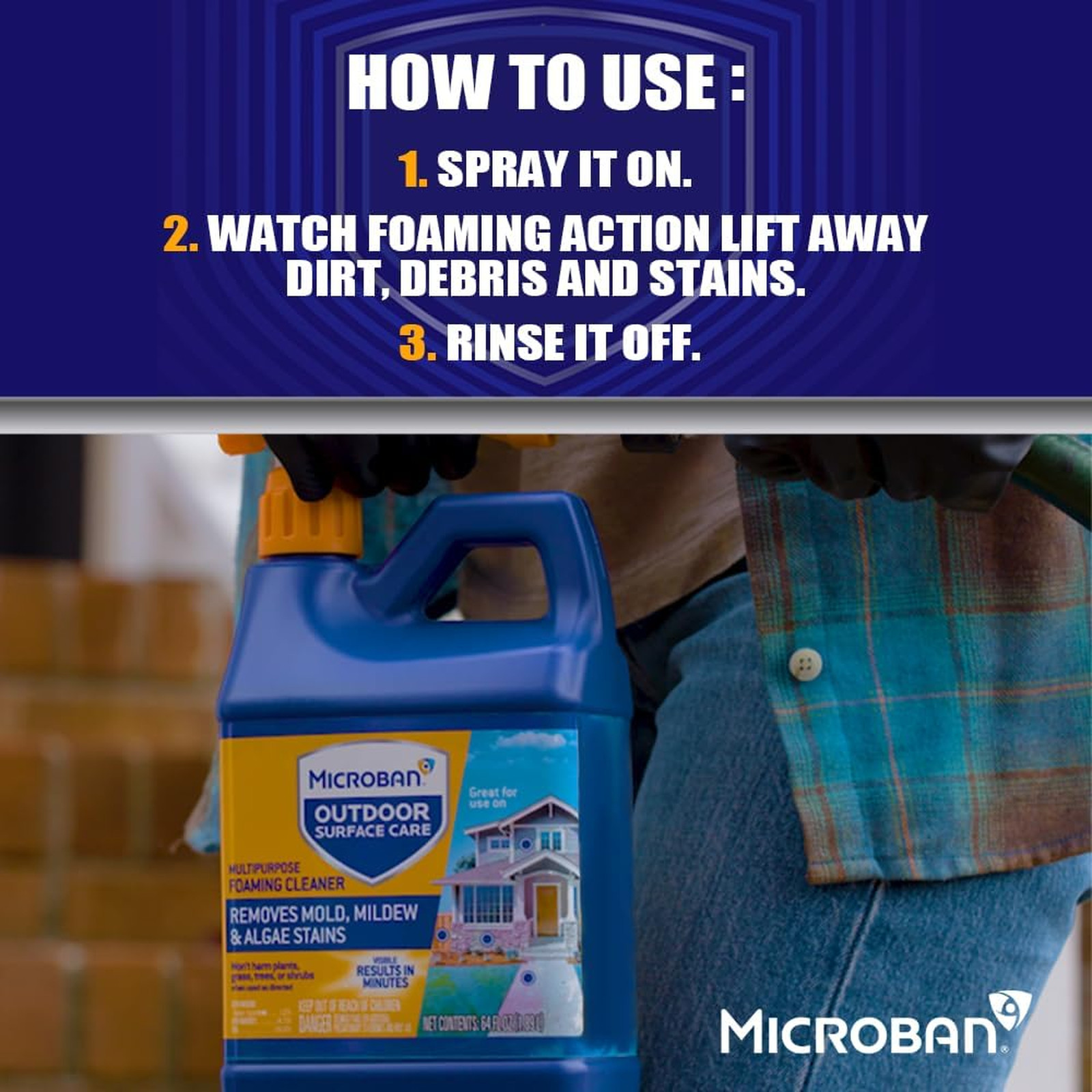 Outdoor Surface Care Multi-Purpose Foam Cleaner for Siding Deck Fence Stone