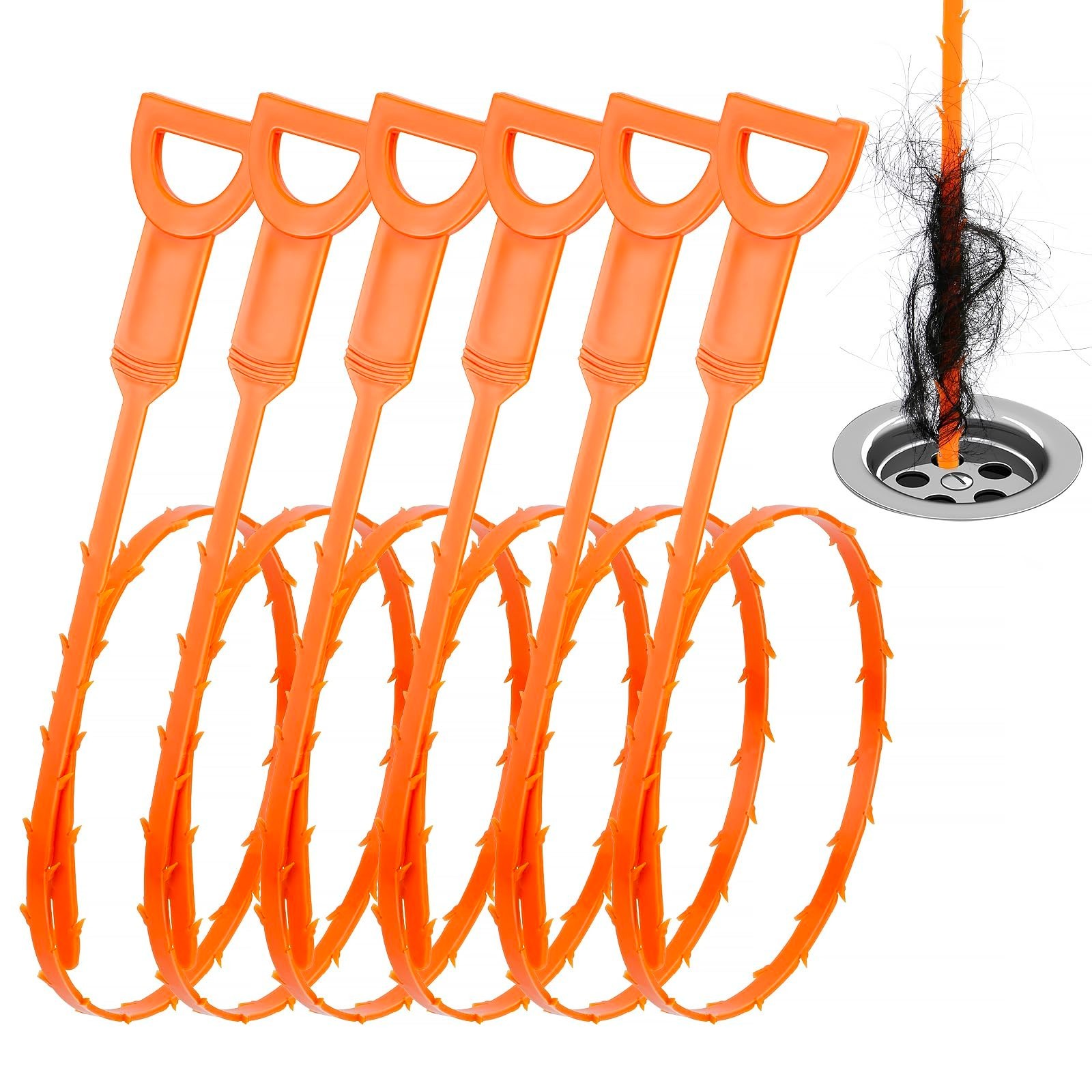 6-Pack 25in Hair Drain Clog Remover Sink Shower Tub Snake Cleaner Tool Set*