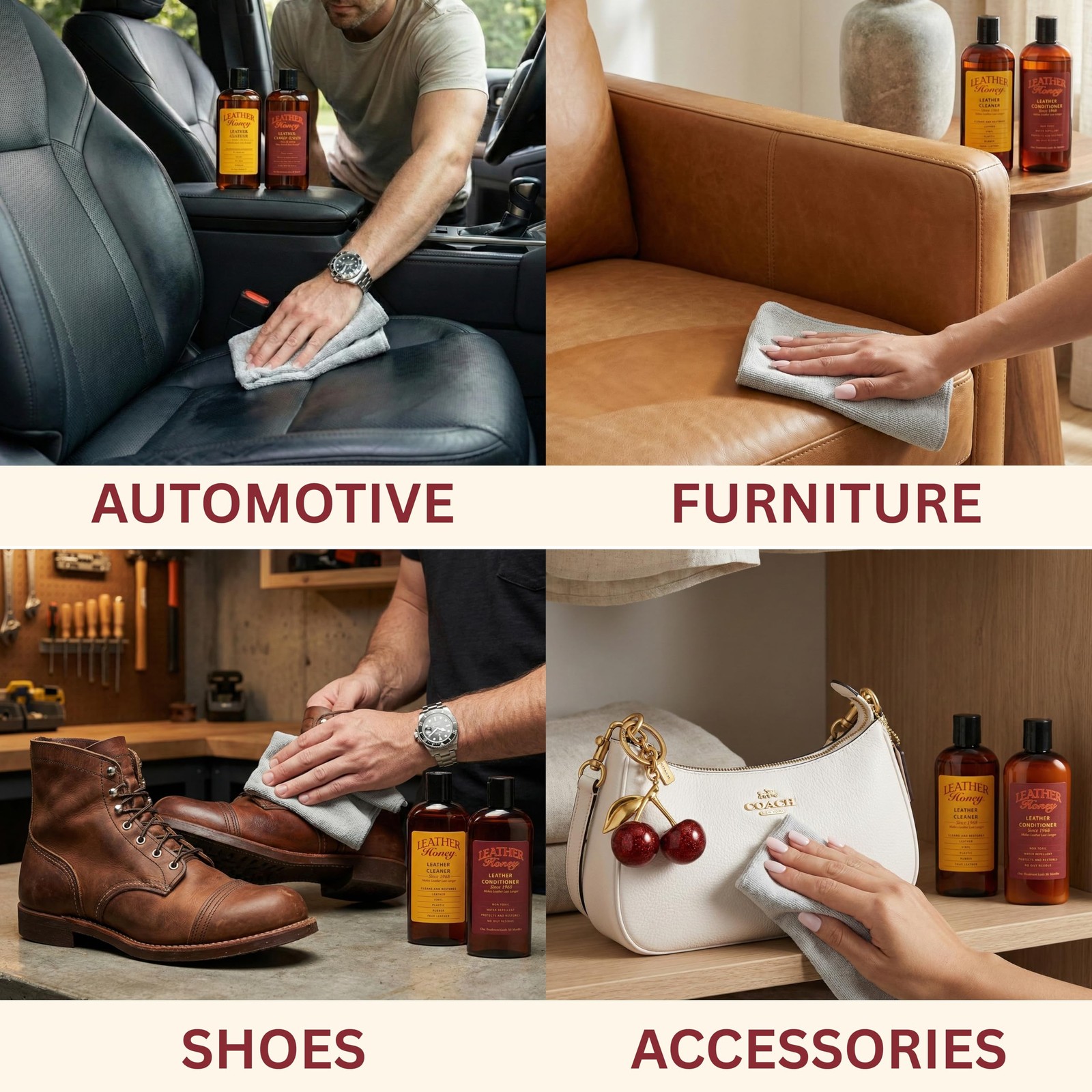 Leather Conditioner for Auto, Furniture, Shoes, Purses, Tack – Non-Toxic, USA…