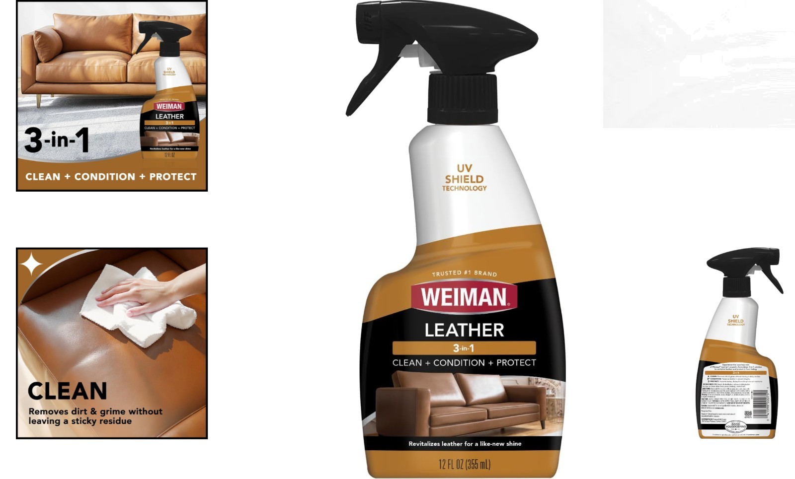 Leather Cleaner & Conditioner – UV Protection, 12 Fl Oz, Restores & Protects