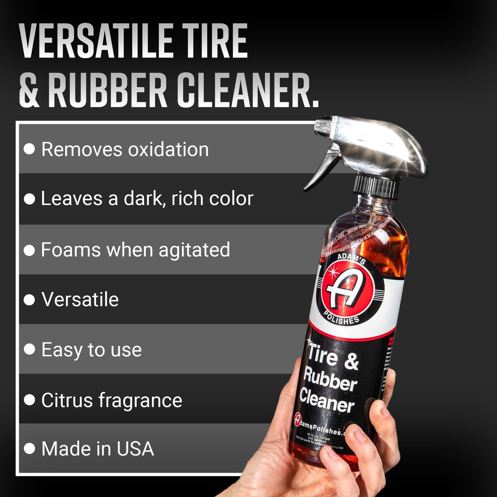 Adams Tire & Rubber Cleaner (16 oz) – Removes Discoloration From Tires Quickly