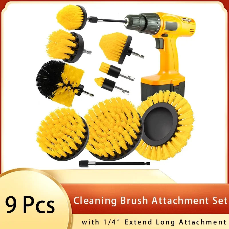 5/6/7/9 Pcs Cleaning Brush Attachment Set Power Scrubber Brush with 1/4“ Extend