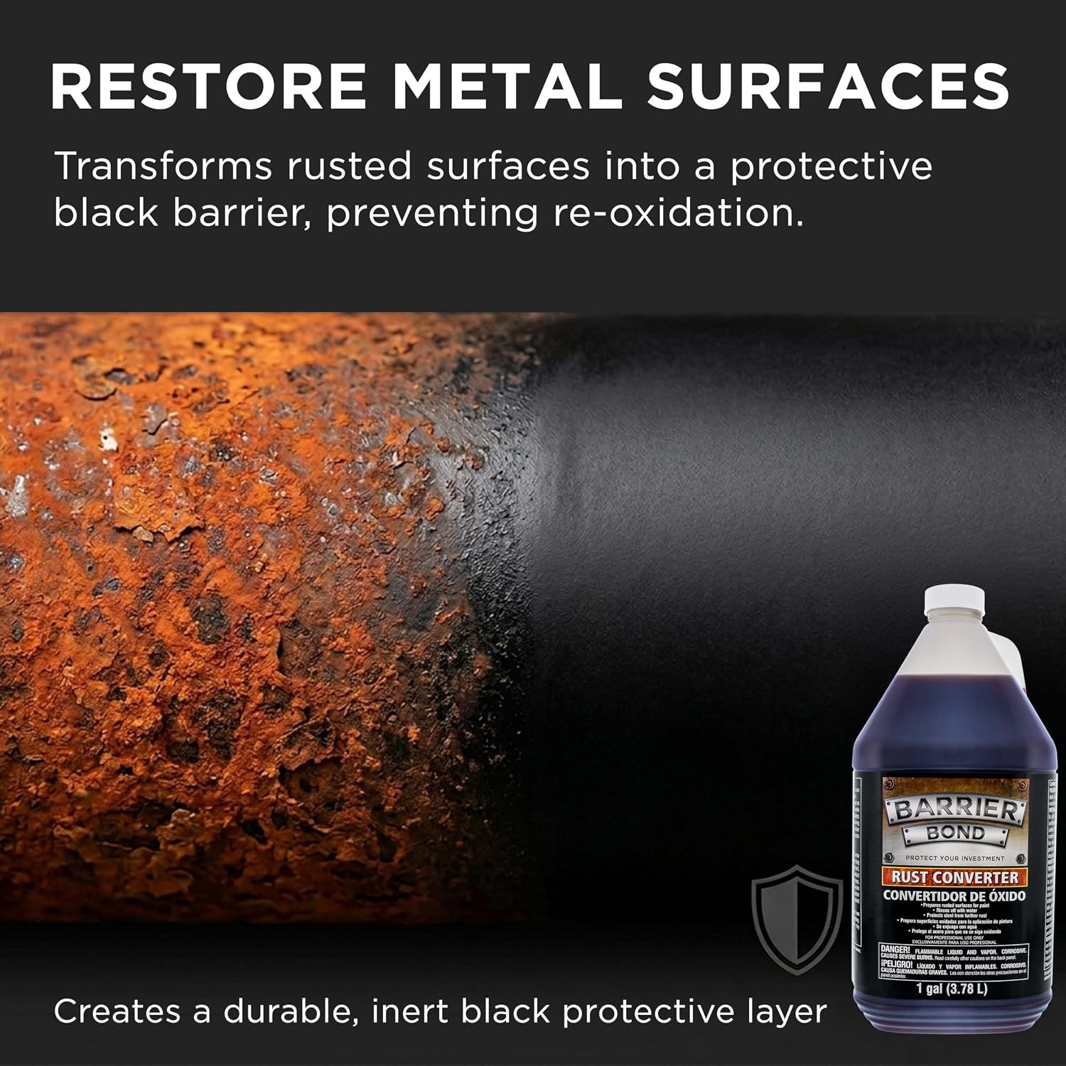 Barrier Bond – Rust Converter, 1 Gallon, Anti-Rust Metal Coating, Rustpoofing Pr