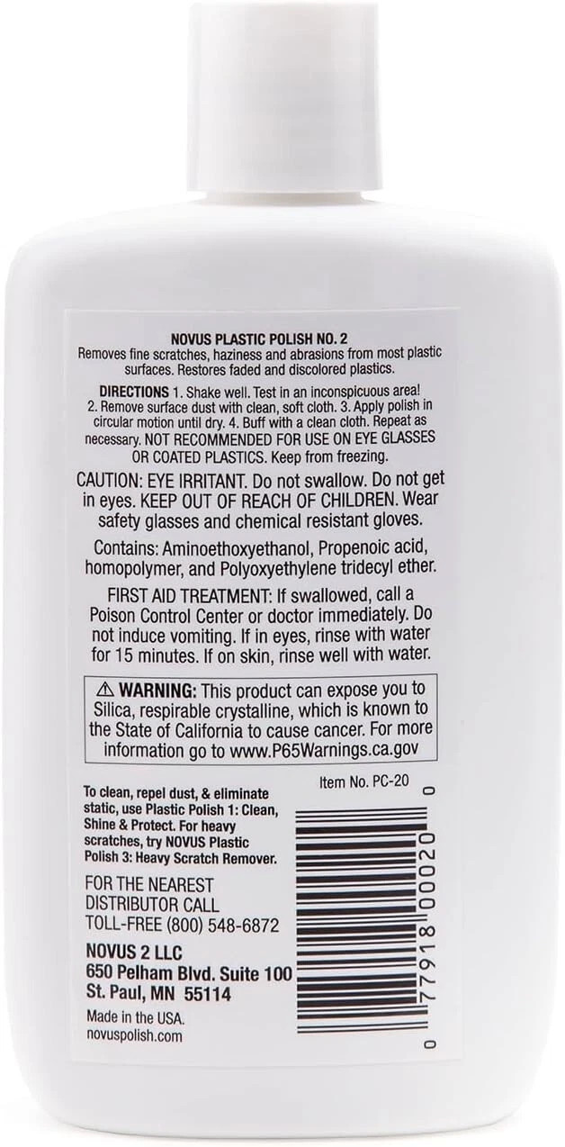 Novus #2 Plastic Polish Fine Scratch Remover 8oz Acrylic Cleaner Restore