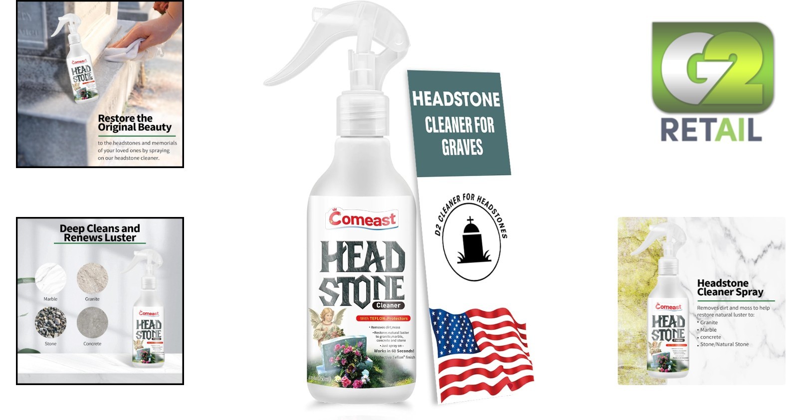 8.45 Fl oz Non-Abrasive Headstone Cleaner – Preserve Gravestone Beauty & Legacy