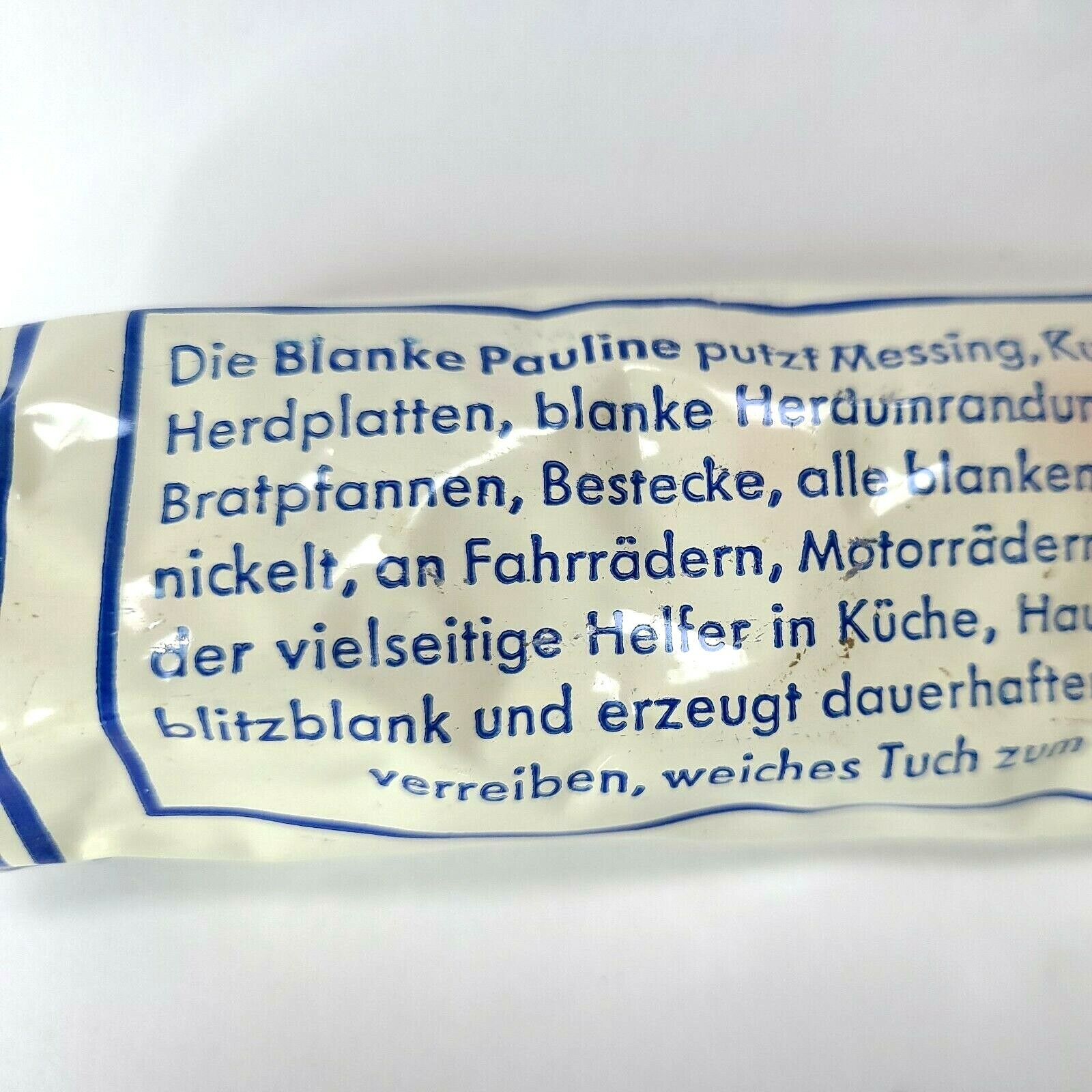 Vtg German Metal Polish Die Blanke Pauline All Metal Mid Century 7oz NOP Detaili