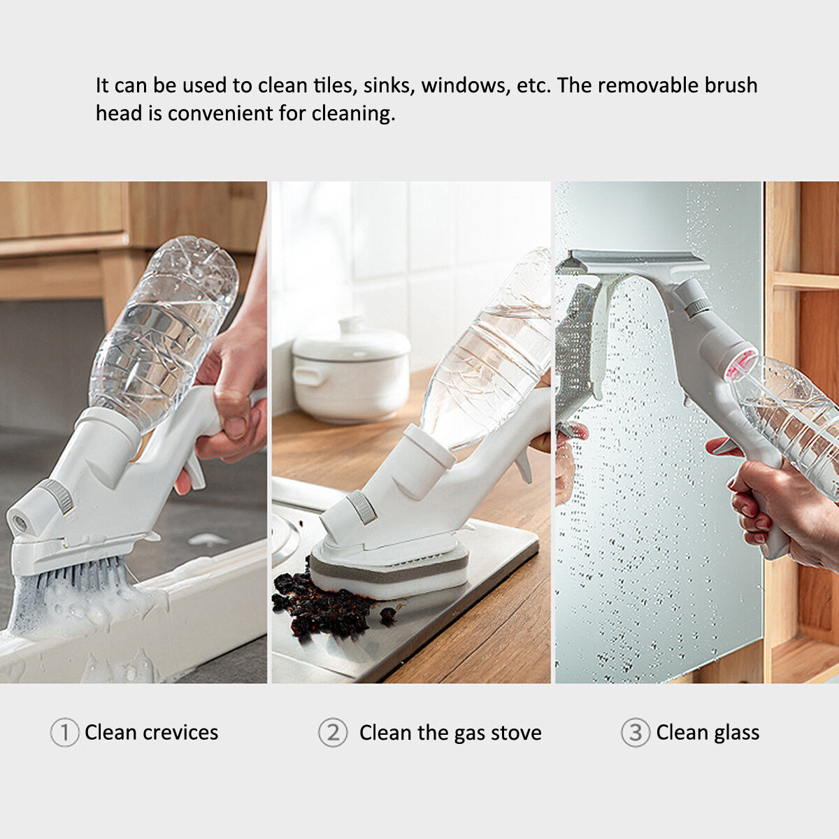 5Pcs Handheld Cleaning Brush Sponge Groove Gap Window Cleaner Tool Water Sprayer