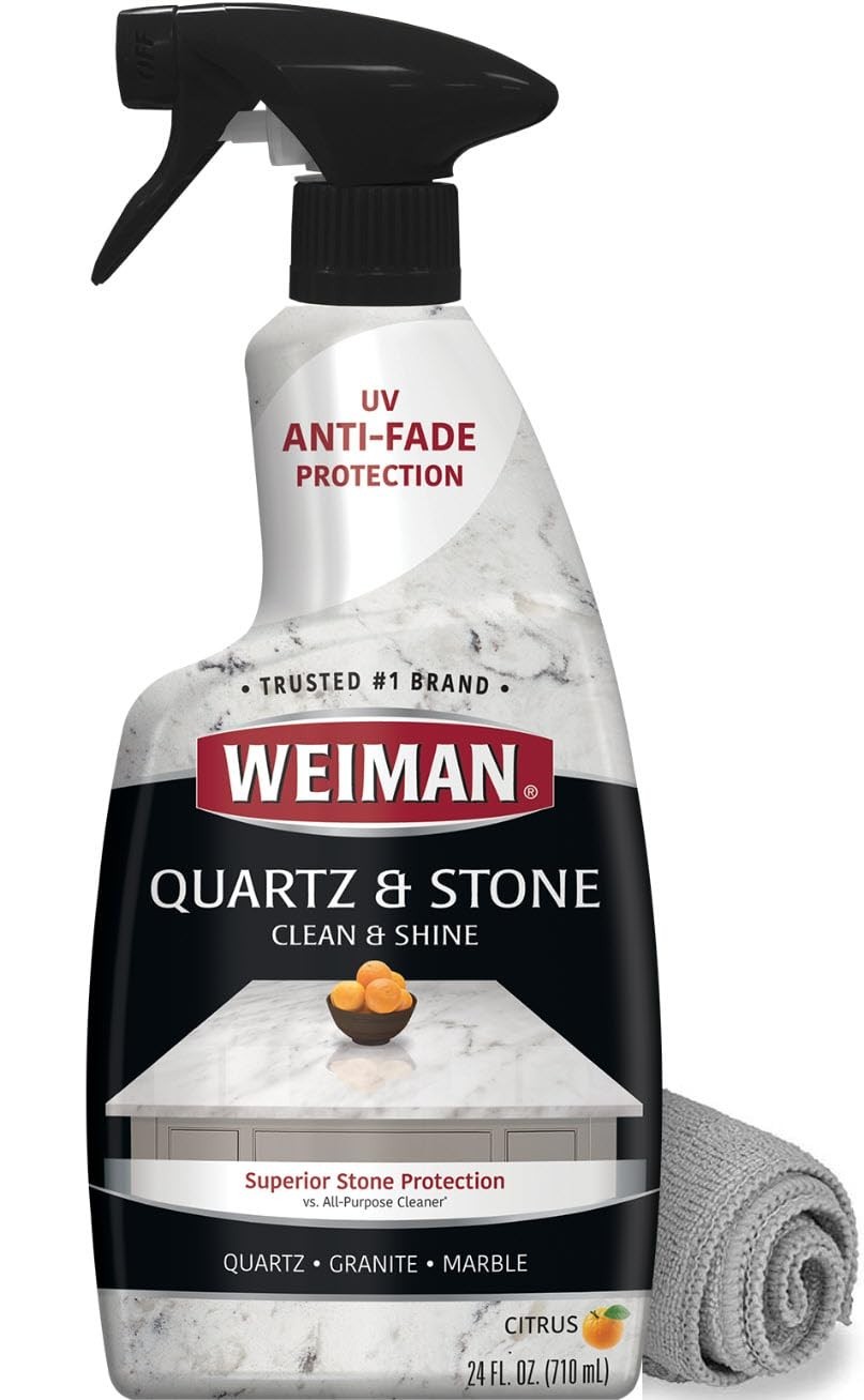 Citrus Quartz Countertop Cleaner – 24oz Anti-Streak Polish with Microfiber Cloth