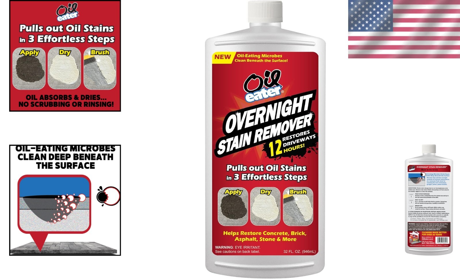 Overnight Stain Remover for Cleaning Oil Stains on Concrete, Driveway, Pavers &