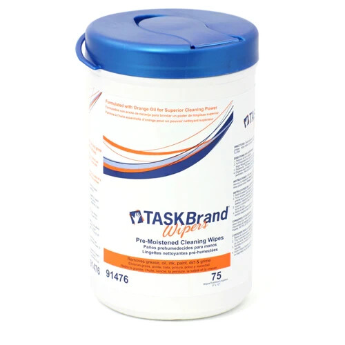 Taskbrand Pre-Moistened Cleaning Wipes, 75 Count w/Orange Oil for Superior Clean