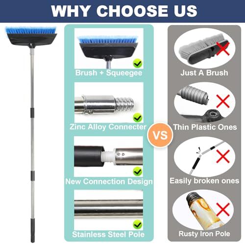 50″ Dip Car Wash Brush with Long Handle for Washing Cleaning House Siding Solar