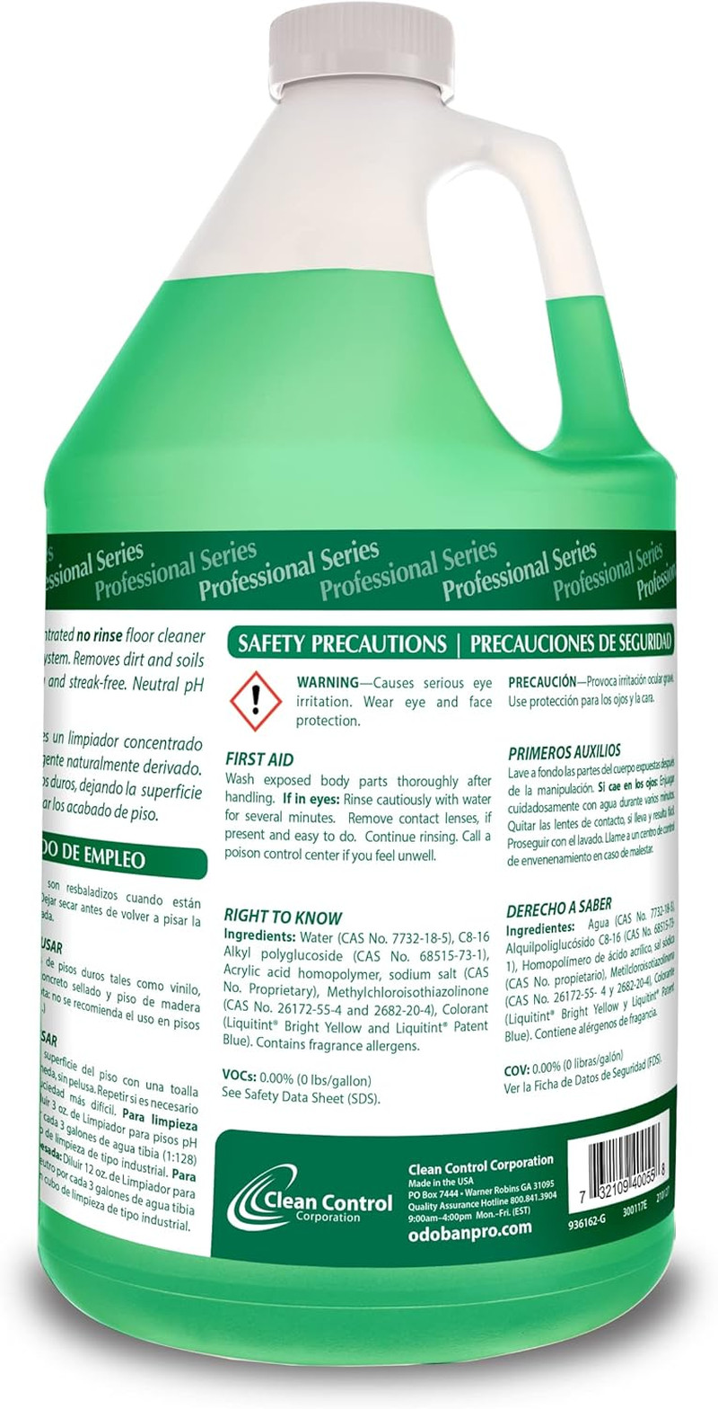 Professional Series Neutral Ph No Rinse Floor Cleaner Concentrate, Made in the U
