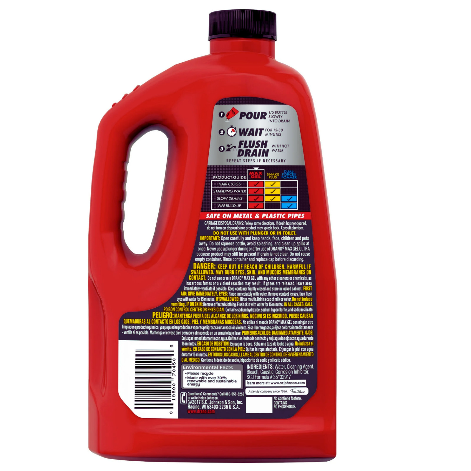 Drano Max Gel Drain Clog Remover 160oz (2 Pack) Two 80oz Bottles Bulk Value NEW