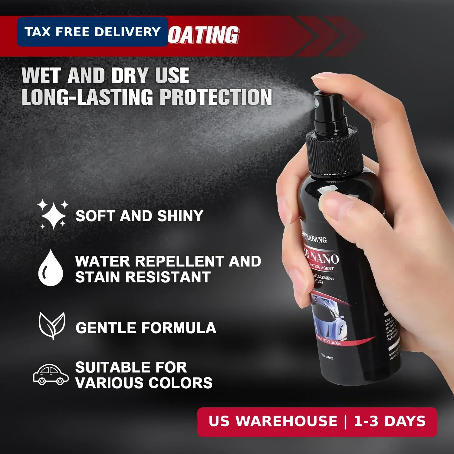 Instant Scratch Repair & Hydrophobic Coating – 2PCS Nurafix Car Nano Spray 240ml