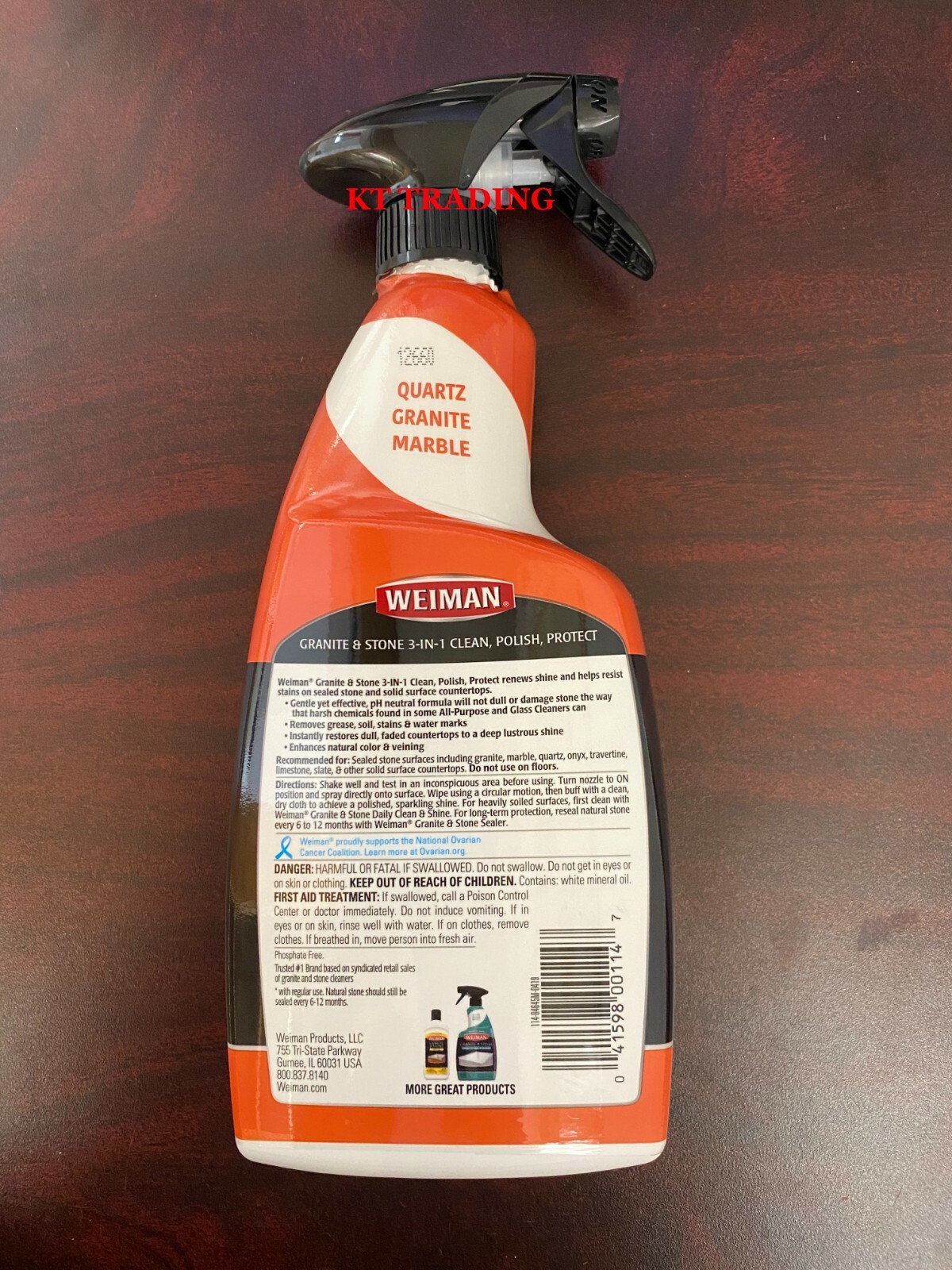 Weiman GRANITE & STONE Marble Countertops 3-IN-1 CLEAN POLISH PROTECT 24oz Spray