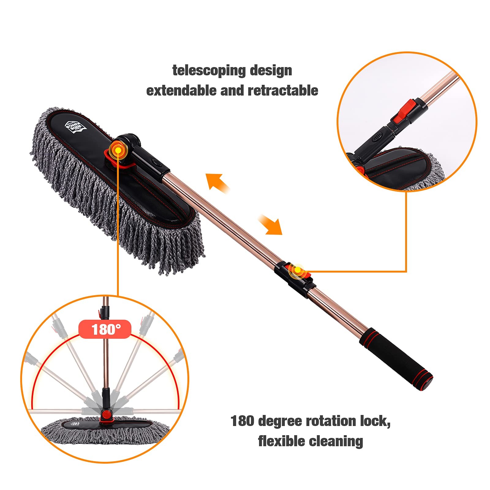 Auto Duster Extendable Handle, Car Duster Set, Scratch Large and Small Brushe…