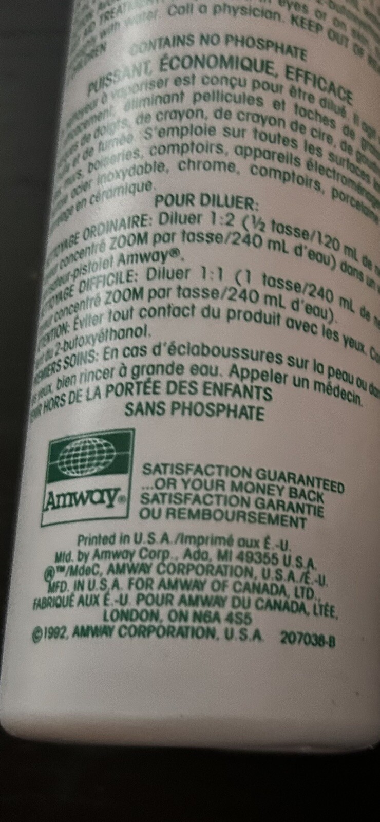 Amway ZOOM Liquid Spray Cleaner Concentrate 8oz (230 ml)