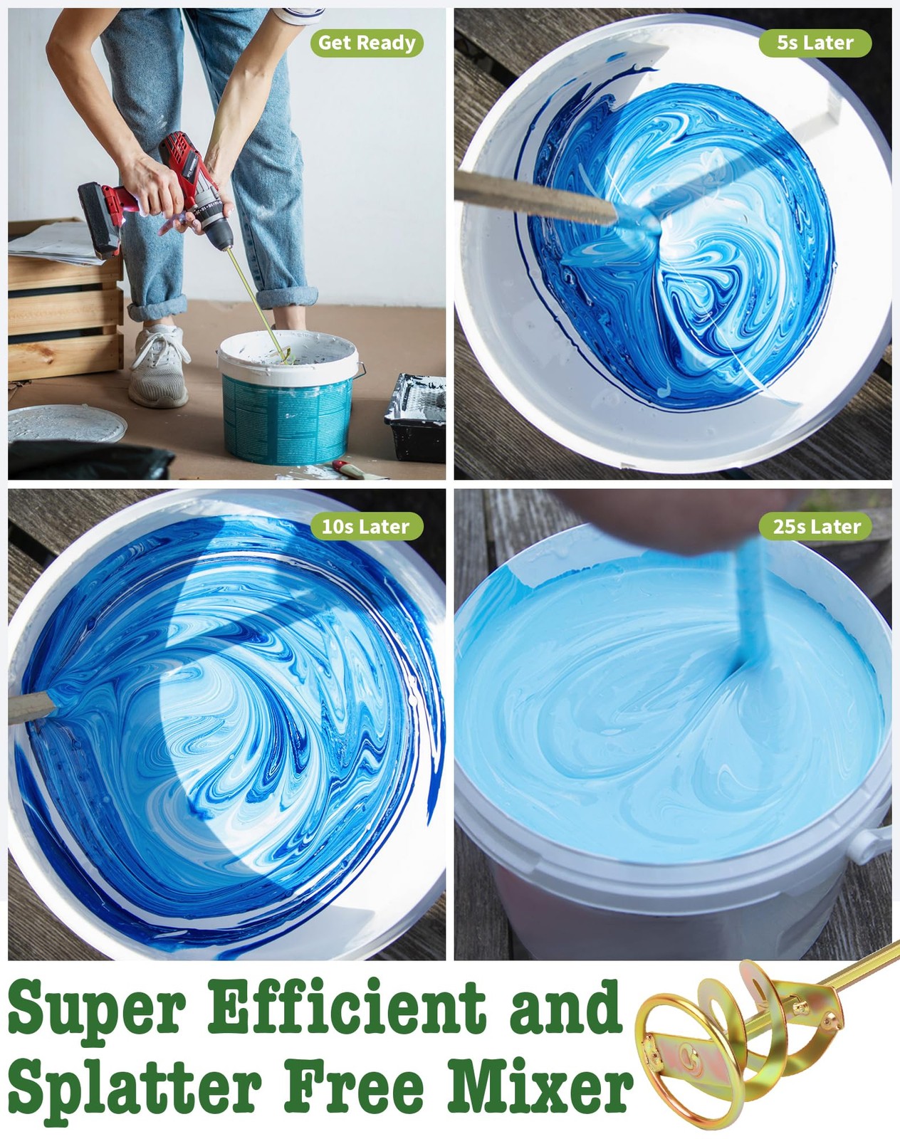 Paint Mixer for Drill Paint Stirring Drill Attachment for 1-5 Gallon Bucket