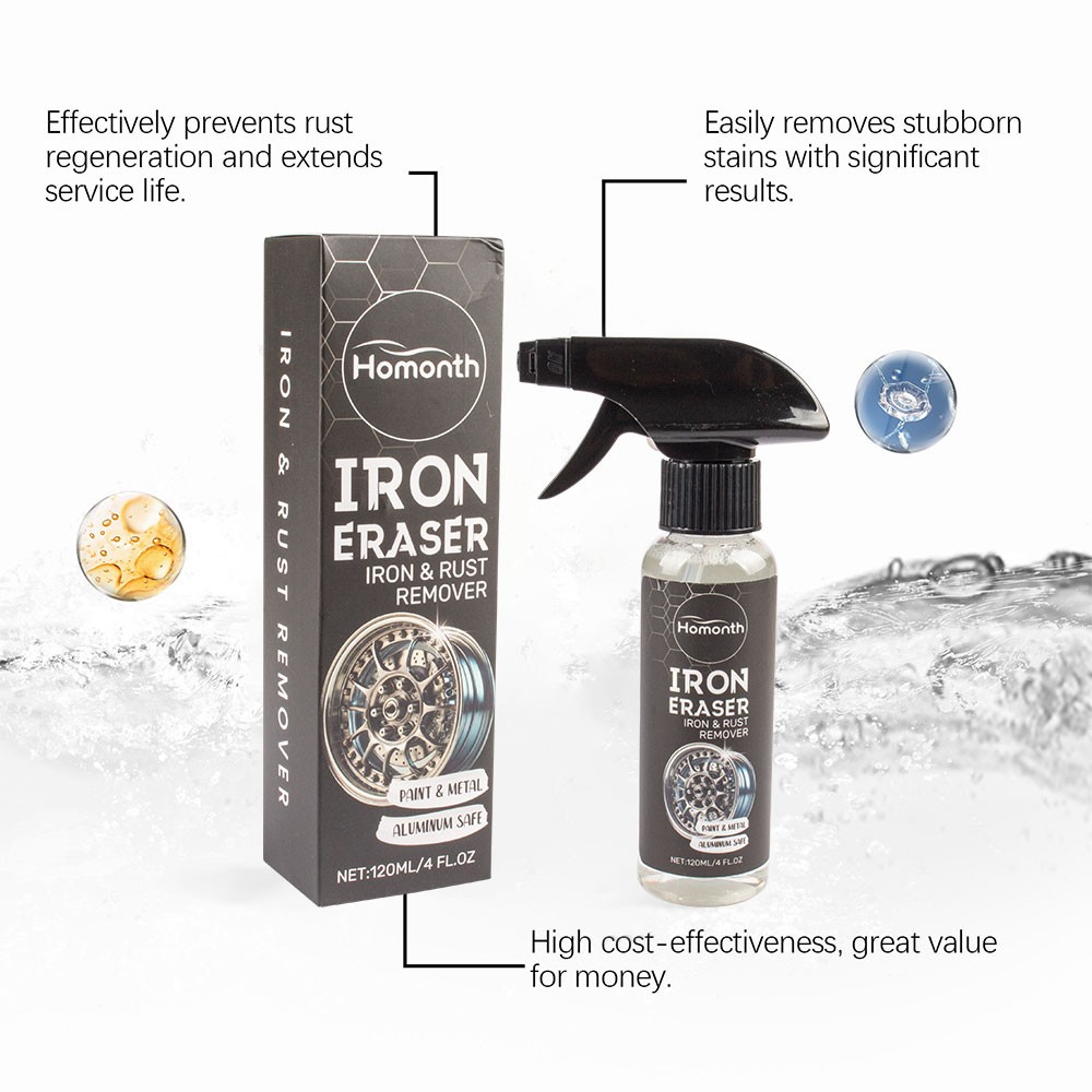 Iron Eraser Rust Remover Spray, Car Wheel Paint Brake Dust Fast Cleaner 120ml OD