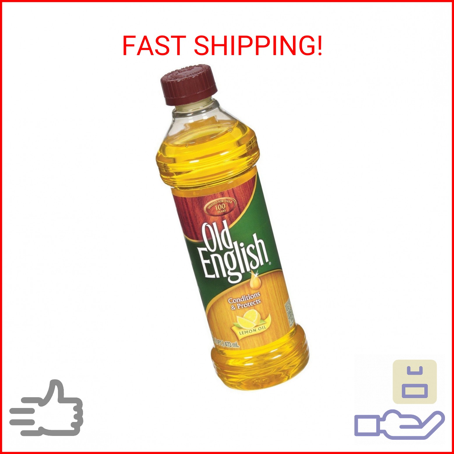 Reciprotools Old English Furniture Polish Bottle, Lemon Oil, 16 oz, Yellow