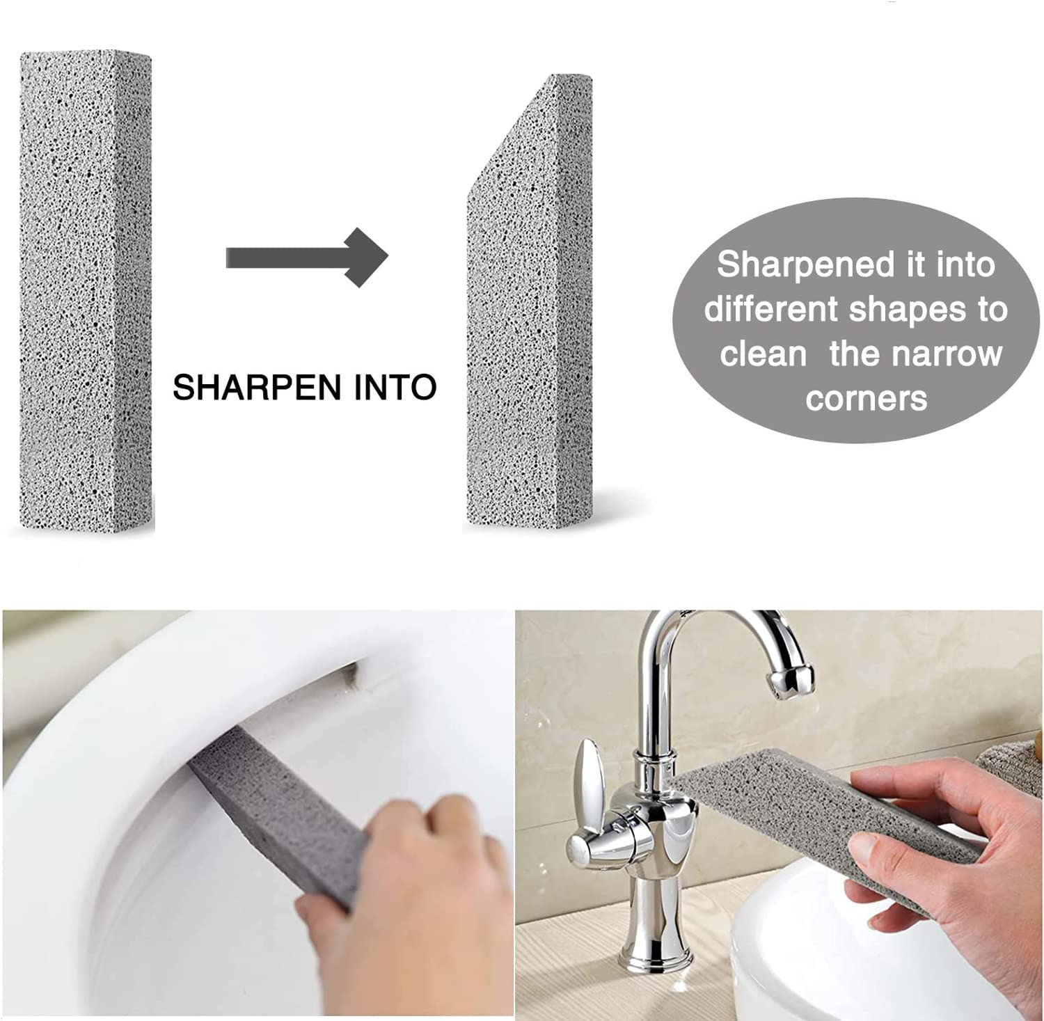 8 Pack Pumice Stone for Toilet Bowl Cleaning, Scouring Stick Remove Toilet Bowl
