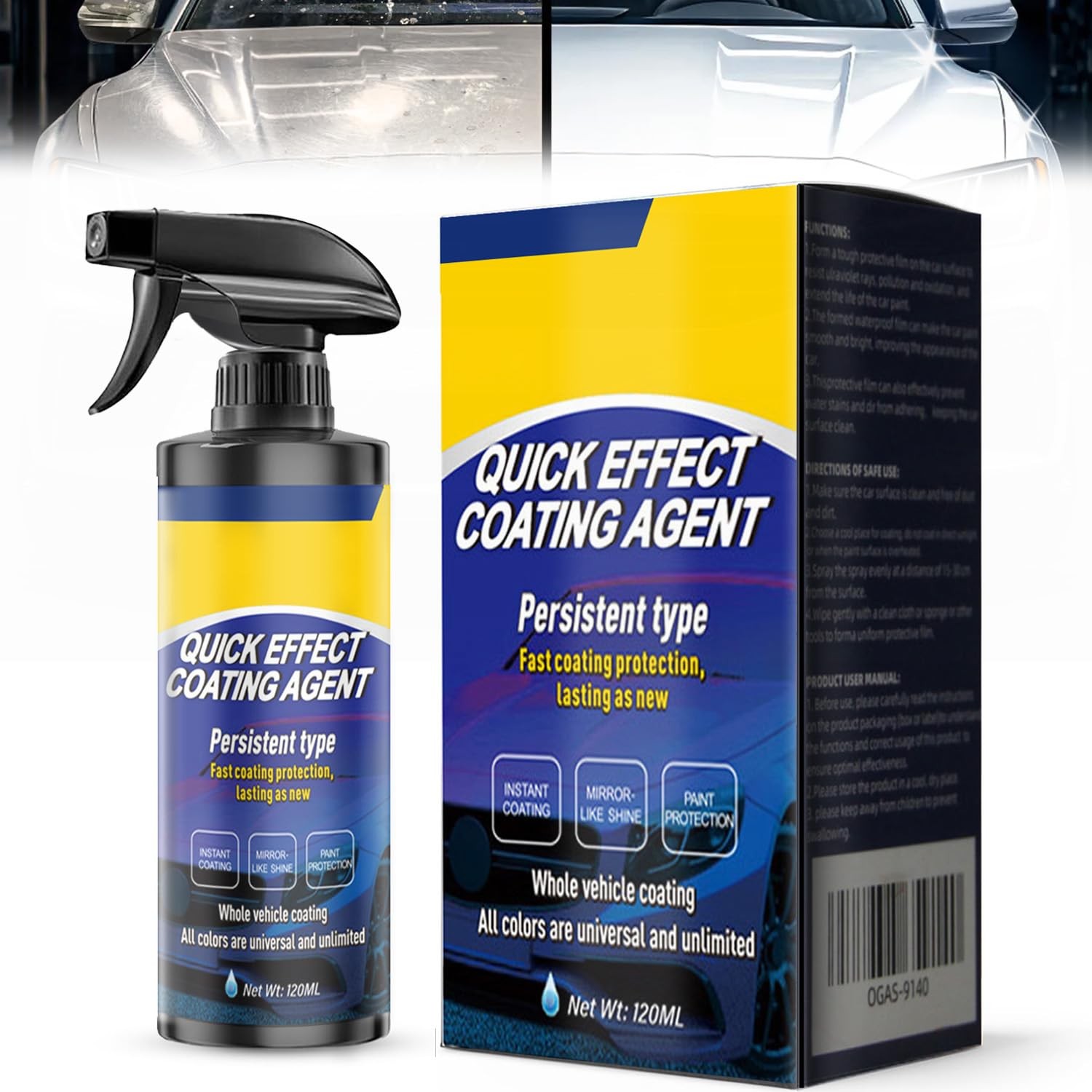 Quick Effect Coating Agent, Ceramic Coating Spray for Car Wax Polish Paint Sc…