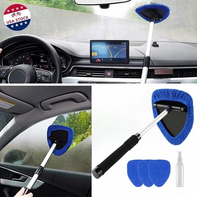 Windshield Cleaning Tool,Car Window Glass Wiper Cleaner,4/8XBrush Pad Extendable