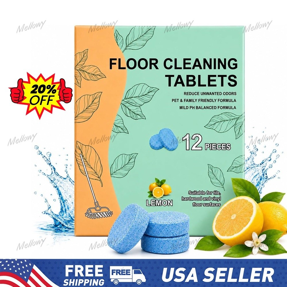 12pc Floor Cleaning Solution Tablet, Deep Cleans for Multiple Floors,lemon Scent