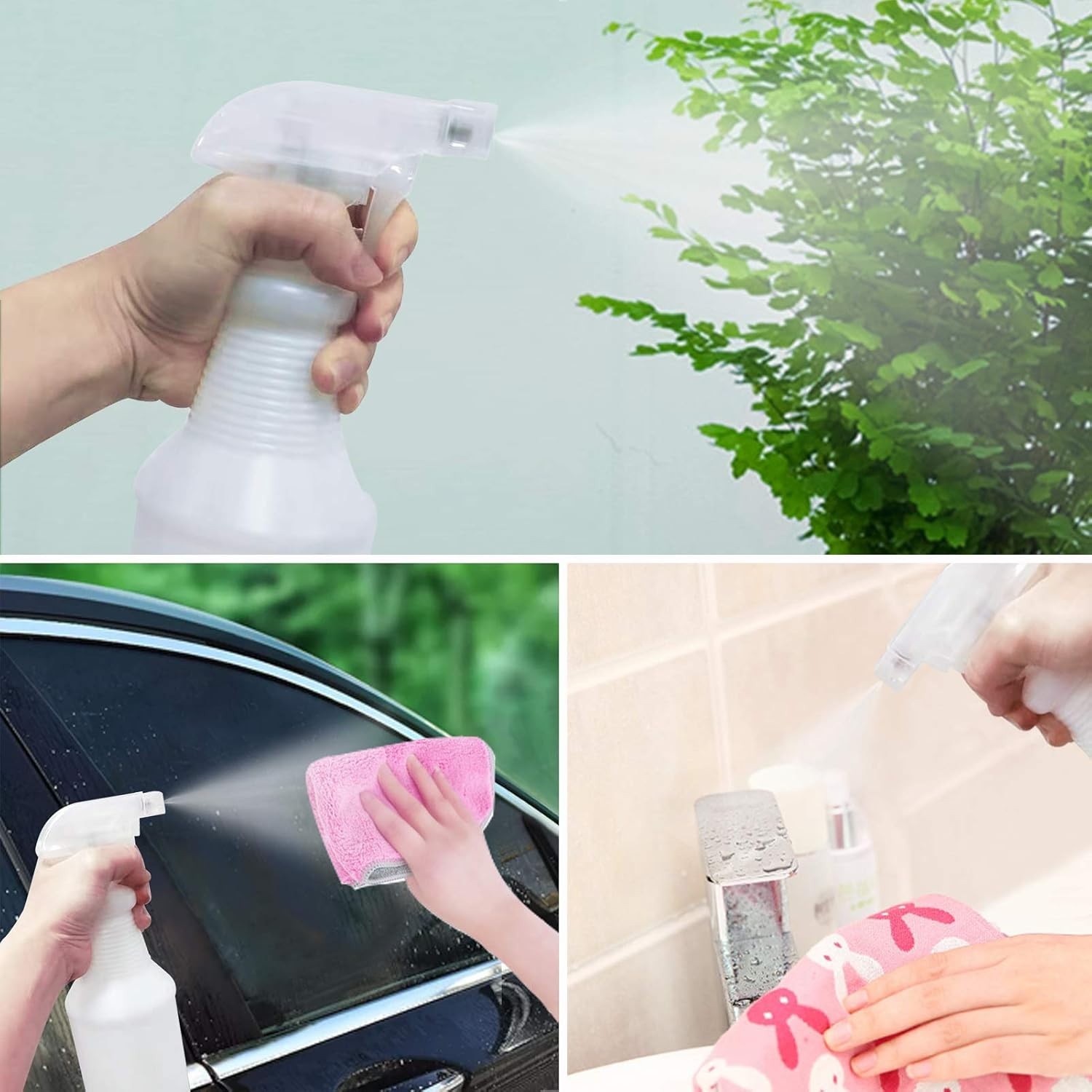 Replacement Spray Bottle Trigger Nozzles 2 Clear Mist Stream for 8oz Bottles