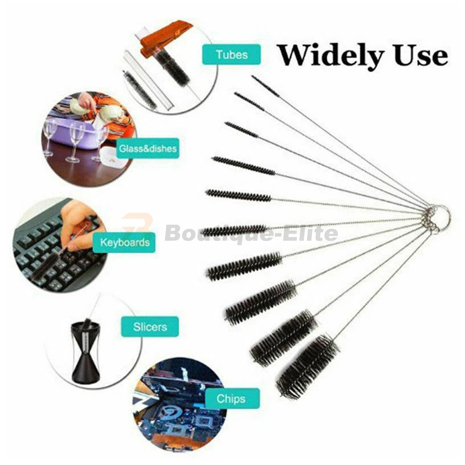 10PCS Set Nylon Small Long Cleaning Straw Brush Cleaner Bottle Tube Pipe US