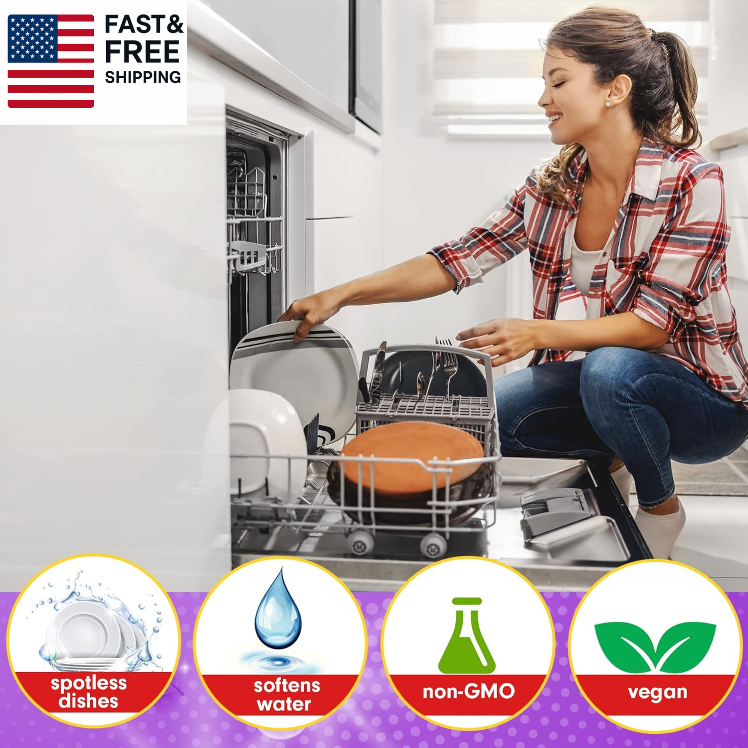 Zaltz Dishwasher Salt – Water Softener, Cleaner, Rinse Aid with Easy Pour Spout