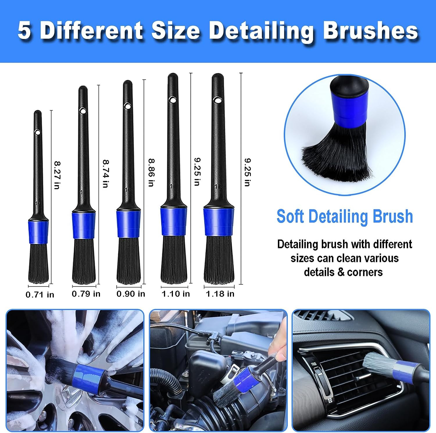 12Pcs Wheel Brush Kit for Cleaning Wheel & Tire, Wheel & Rim Brush,Car Detailing