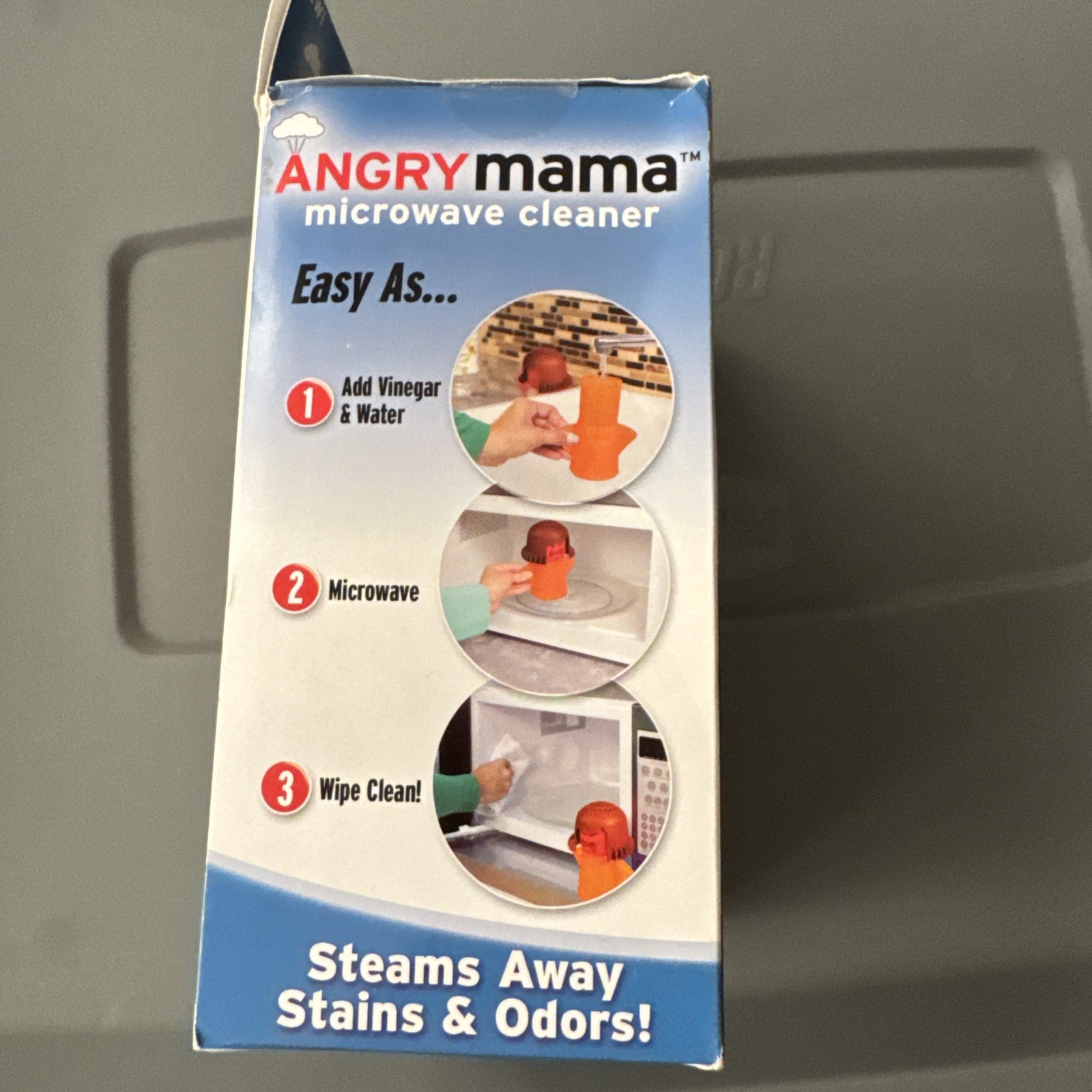 Angry Mama-Easy Microwave Steam-Stains & Odors Cleaner Cleanser-New