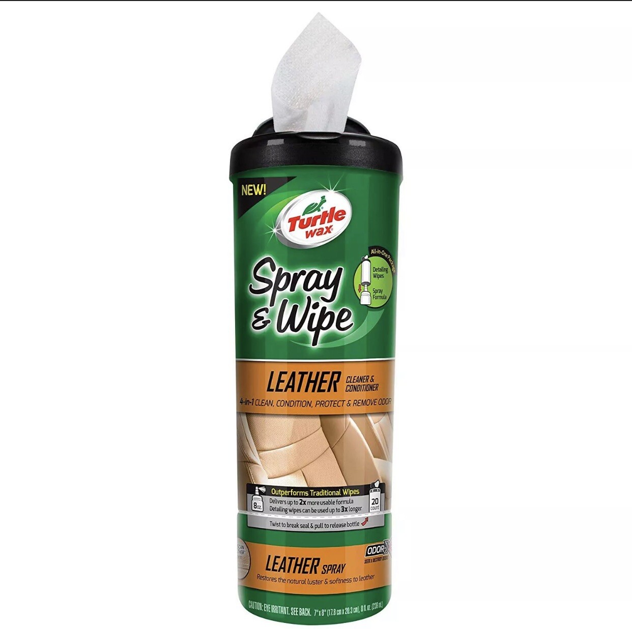 Turtle Wax Spray & Wipe Car Interior Wipes (Leather)