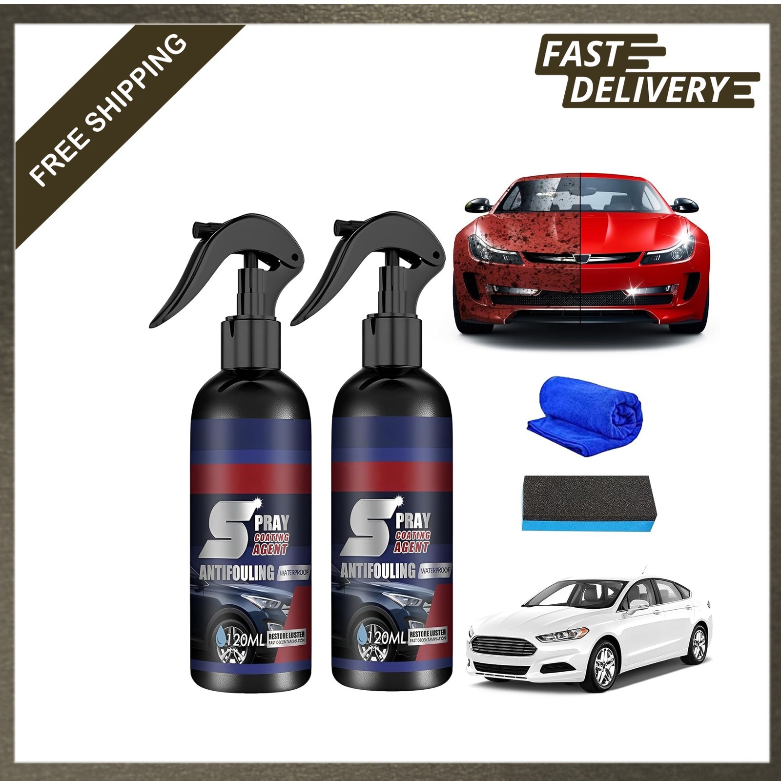 Ceramic Car Coating Spray 3 in 1 Nano Scratch Repair Protection Kit 120ml