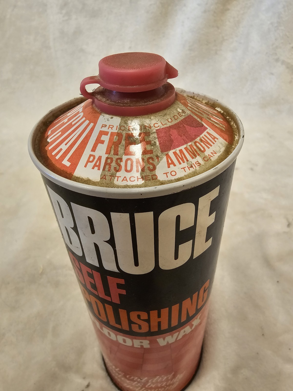 Vintage 60s Bruce Self Polishing Floor Wax Advertising Can Movie Prop Near Full