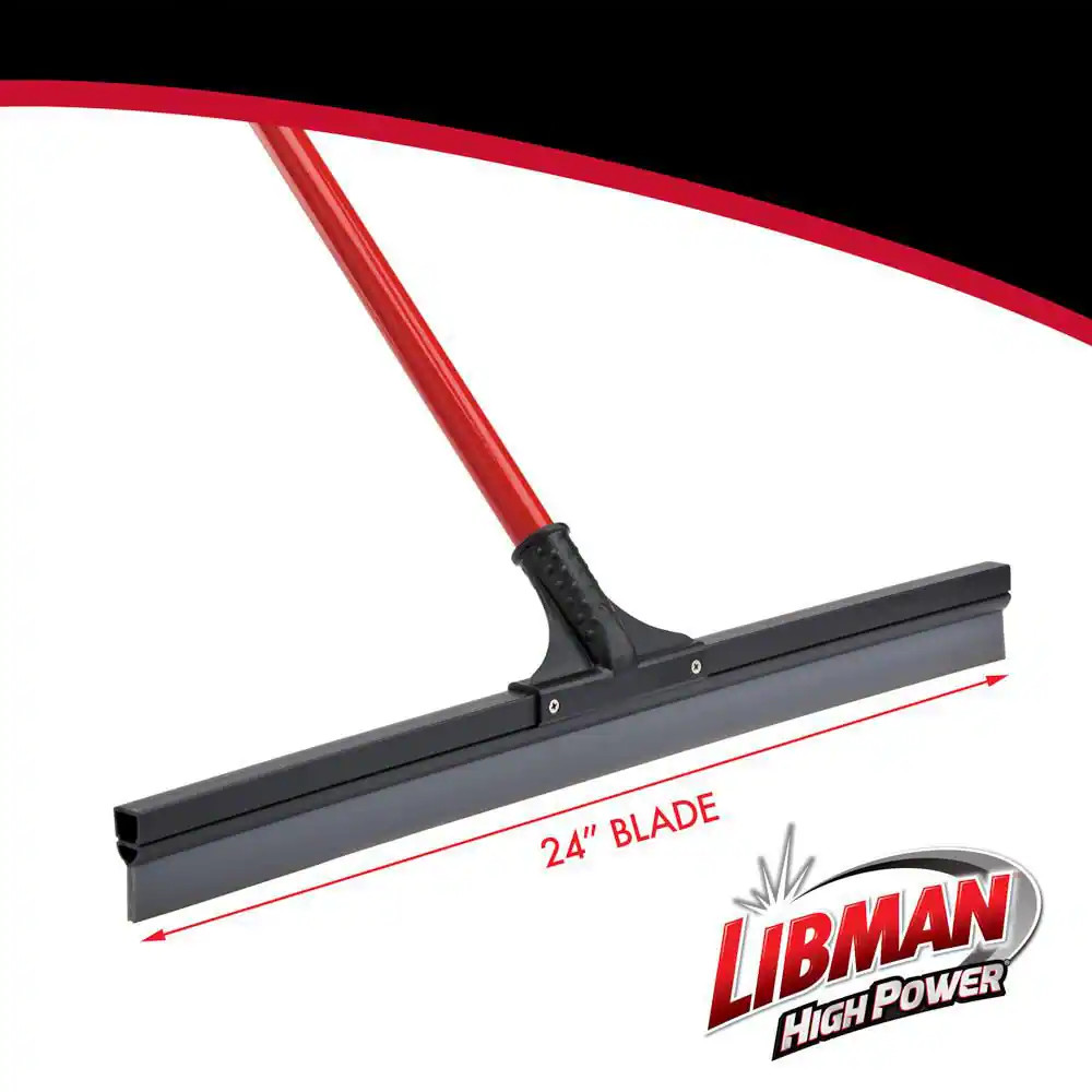 24 In. PVC High Power Multi-Surface Rubber Floor Squeegee with 60 In. Steel Hand