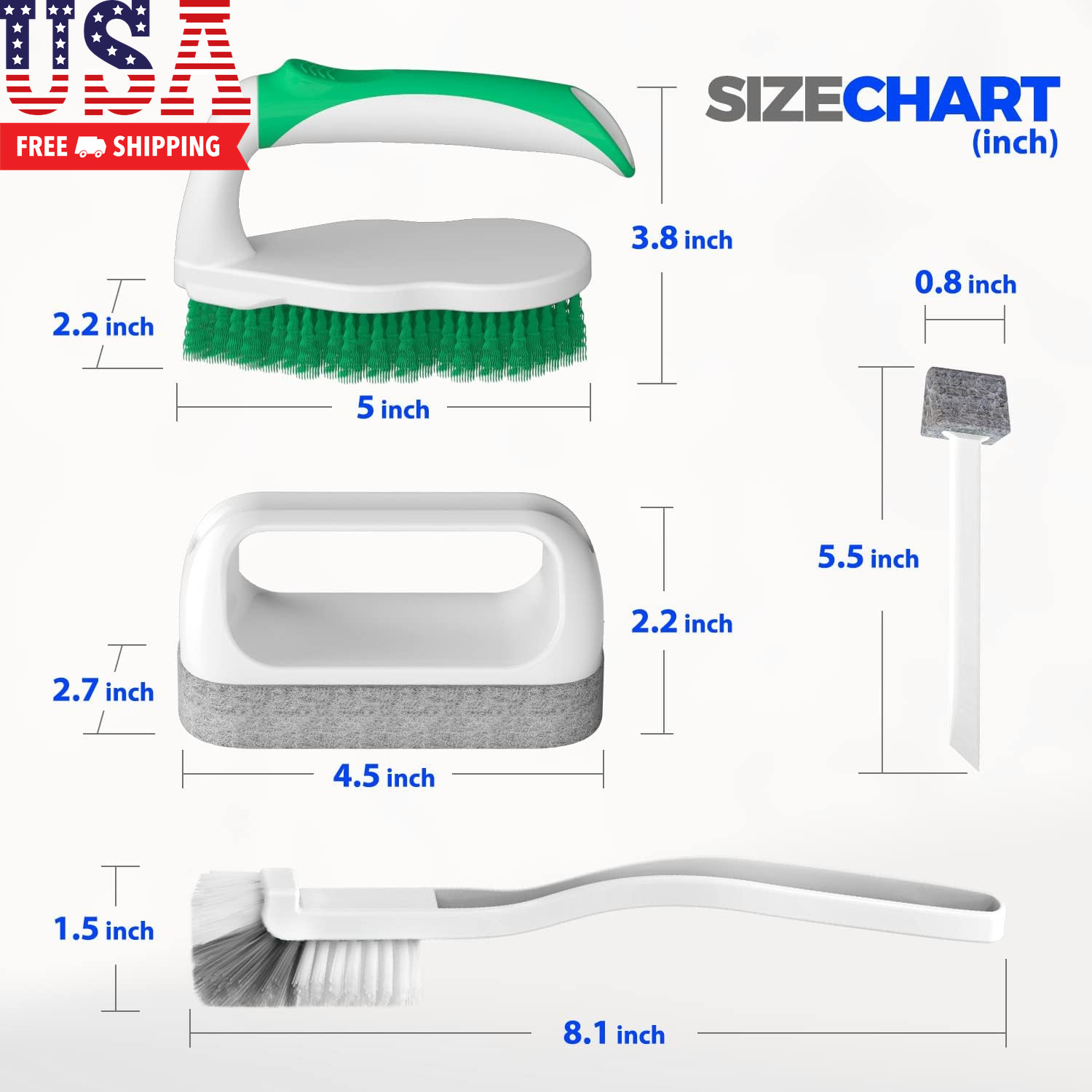 7 Pack Deep Cleaning Brush Set, Scrub Pads with Scraper Tip for Pool Walls, Bath
